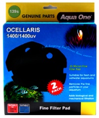 Aqua One Black Sponge Pad 2 per pack for Ocellaris 1400 / 1400uv - (139s)